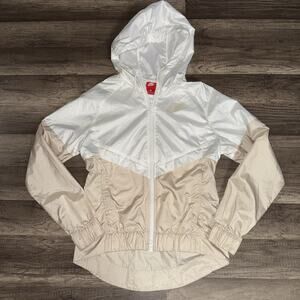 NIKE Sportswear Windrunner Jacket 804947-103 White/Oatmeal Women's X-SMALL Zip